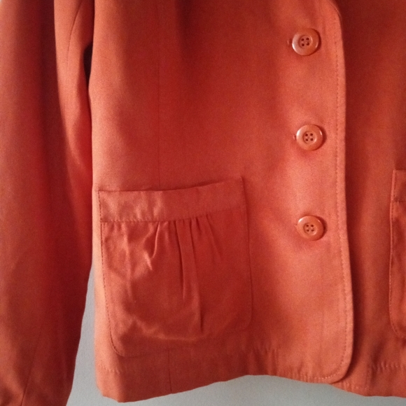🧡🍊 Orange Women's Blazer | Dalia Collection | Size 12 | Velvet/Suede Texture - Picture 5 of 9